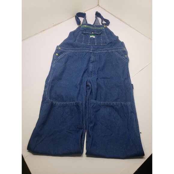 Liberty Overalls Mens Blue Canvas Bib Distress Carpenter Work Wear Size 42X30 - Picture 1 of 16